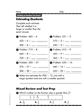 Estimating Quotients - TeacherVision