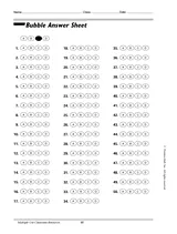 Bubble Answer Sheet For Tests (Grades K-12) - TeacherVision