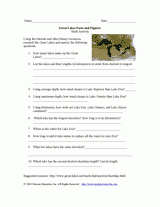 Math Worksheet: Great Lakes Facts and Figures Worksheet - TeacherVision