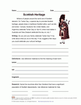 Scottish Heritage - Tartan Day Worksheet - TeacherVision