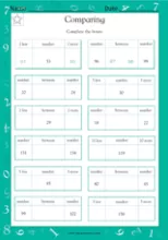 comparing numbers math practice worksheet grade 2 teachervision