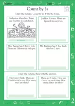 Word Problems: Count by 2s - Math Practice Worksheet (Grade 1