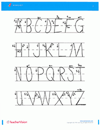 cursive writing alphabet capital and small letter