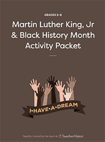 martin luther king jr black history month activities packet for teachers teachervision