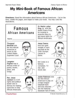 my mini book of famous african americans printable 2nd 4th grade teachervision