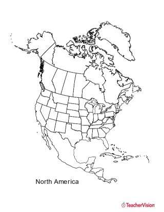 Us Canada Map Outline Map Of North America - Geography Printable (Pre-K - 12Th Grade) -  Teachervision