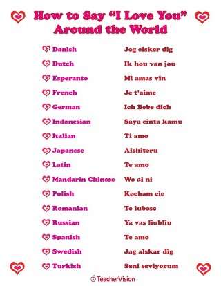 How To Say I Love You In Many Languages Printable Pre K 12th Grade Teachervision