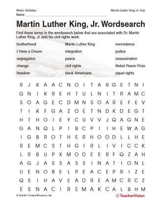 martin luther king jr for kids worksheets