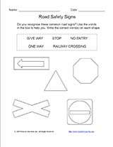 road safety signs worksheet teachervision