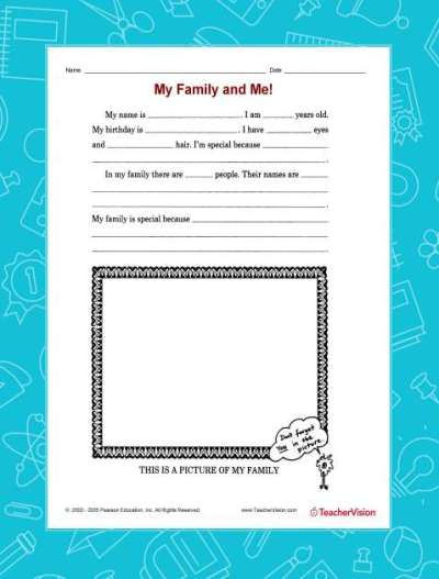 family themed printables lessons and references for teachers k 12 teachervision