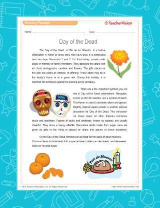 Printable Day of the Dead Quiz  Teaching Dia de los Muertos (Grades 4-12)  - TeacherVision