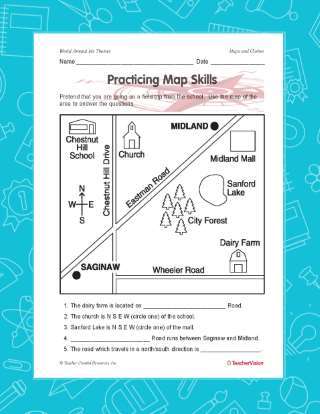 practicing map skills printable geography 2nd 4th grade teachervision