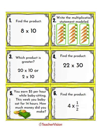 mental math printable 5th 6th grade teachervision