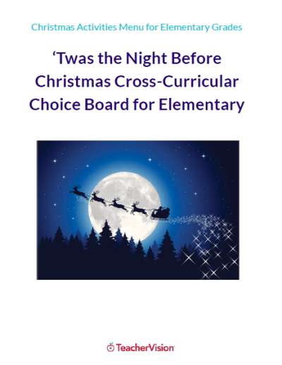 'Twas the Night Before Christmas Cross-Curricular Choice Board for Elementary