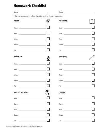Homework checklist