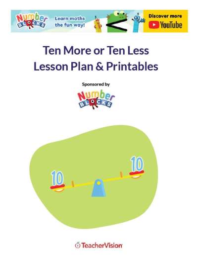 Ten More or Ten Less Place Value Lesson Plan for Kindergarten