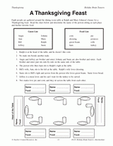 thanksgiving dinner printable math activity grades 3 4 5 teachervision