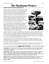 The Manhattan Project Printable 5th 8th Grade Teachervision