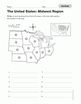 quiz midwest u s state capitals geography printable 3rd 8th grade teachervision