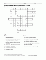 science key term crossword puzzle printable 6th 12th grade teachervision