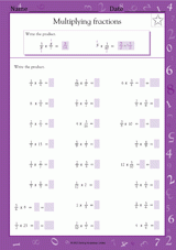 multiplying fractions math practice worksheet grade 5 teachervision