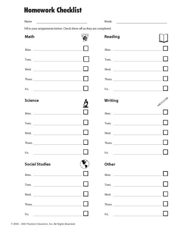 Homework checklist