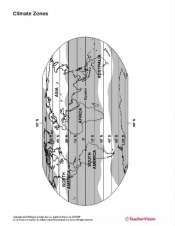 Climate Zones Map Printable - Geography (6th-12th Grade) - Teachervision