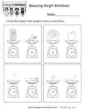 Early Learning Measuring Weight Practice Worksheet - TeacherVision