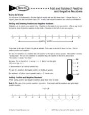 Pre-Algebra Add and Subtract Positive and Negative Numbers Worksheet