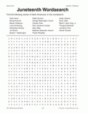 juneteenth african americans wordsearch printable 3rd 5th grade