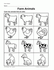 Farm Animals Matching Printable Science Activity Grades Prek 1 Teachervision