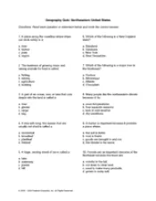 4th grade geography tests with answers to print