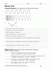 Physical Science Test Waves Printable 6th 12th Grade Teachervision