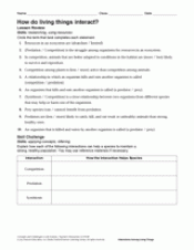 How Do Living Things Interact? Science Printable (6th-12th Grade