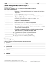 Types Of Symbiosis Worksheet Answer Key - Escolagersonalvesgui