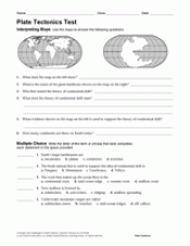 Plate Tectonics Test Earth Science Printable Grades 6 12