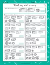 adding money math practice worksheet grade 2 teachervision