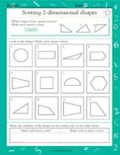 sorting 2 dimensional shapes ii worksheet grade 2 teachervision