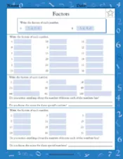 Factors of Numbers From 1-100 Worksheet (Grade 4) - TeacherVision