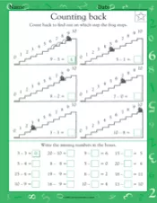 Counting Back - Math Practice Worksheet (Grade 1) - TeacherVision