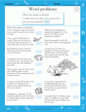 Choosing the Operation: Word Problems I Worksheet (Grade 3) - TeacherVision