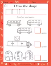 Draw and Count the Squares - Kindergarten Worksheet - TeacherVision