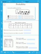 Probability Math Practice Worksheet Grade 3 Teachervision