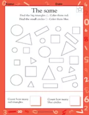 Match the Shapes II - Kindergarten Math Practice Worksheet - TeacherVision