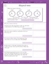 Elapsed Time - Math Practice Worksheet (Grade 5) - TeacherVision