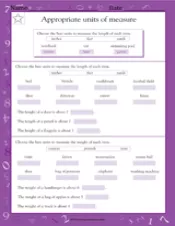 appropriate units of measure worksheet grade 5 teachervision