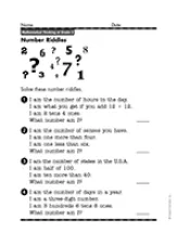 Math Worksheet: Number Riddles | Gr. 2 - TeacherVision