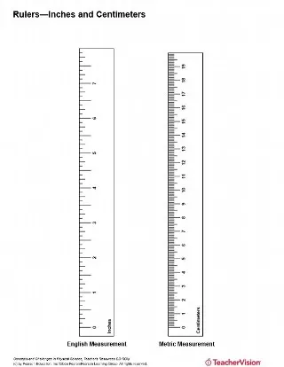 Rulers: Inches and Centimeters - TeacherVision
