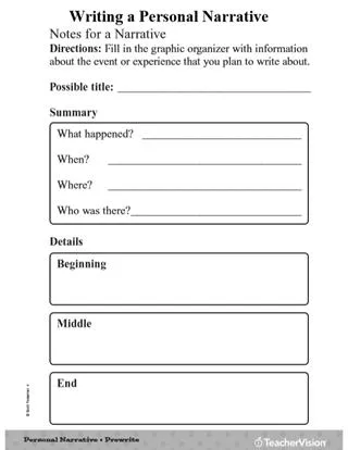 Writing a Personal Narrative Printable (4th Grade) - TeacherVision