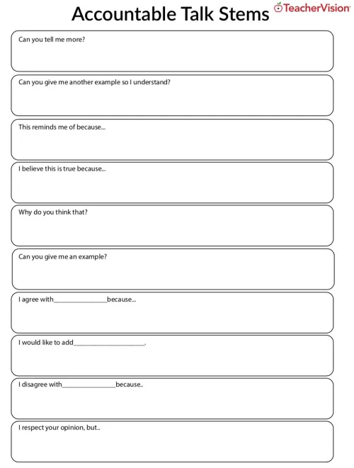 Accountable Talk Stems - TeacherVision